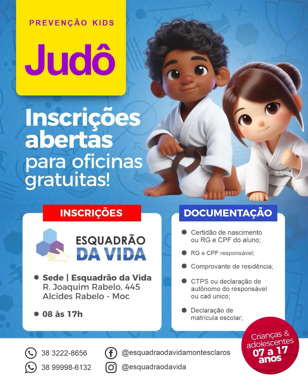 Oficinas de Judô gratuitas para crianças e adolescentes em Montes Claros